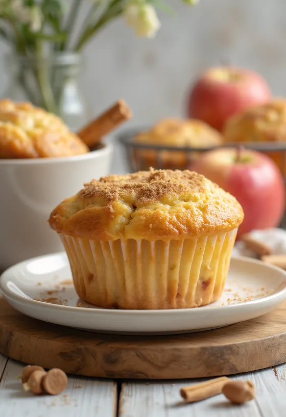 Muffins med kastanj och äpple i formar