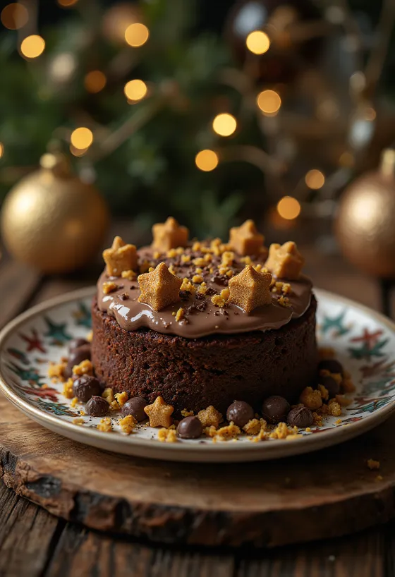 Adventschokladtårta med festlig dekoration