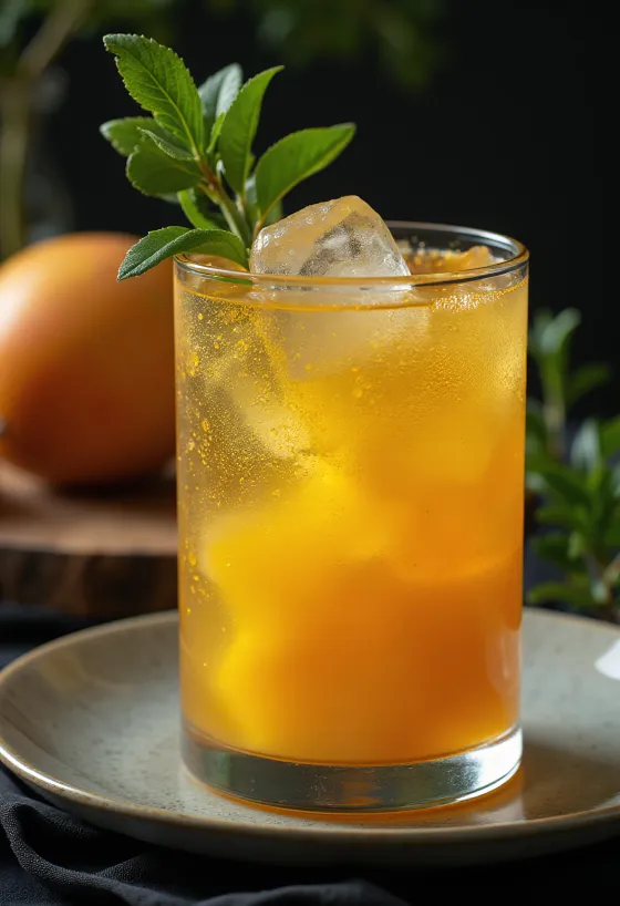 Australiensisk mangocider i glas garnerad med lime