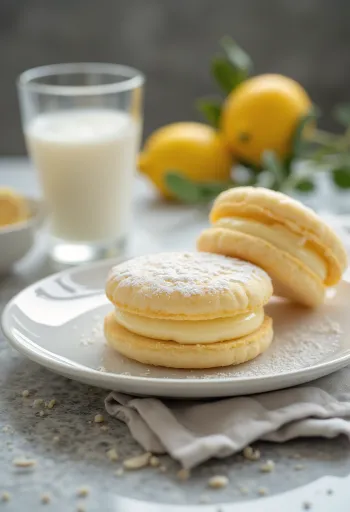 Citron- och vaniljlinzer serverad