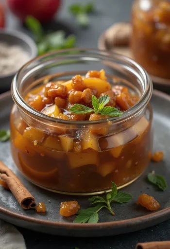 Äppelchutney med kanel serverad till ost