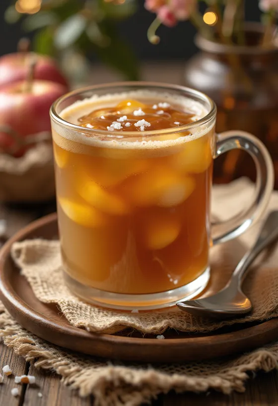 Karamelliserad äppelcider serverad