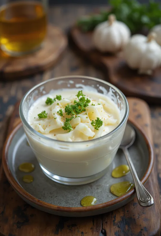 Pepparrotskefir serverad i glas, strödd med färsk persilja