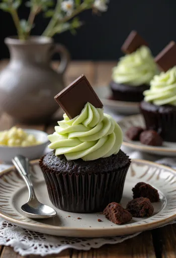 After Eight-cupcakes på ett serveringsfat