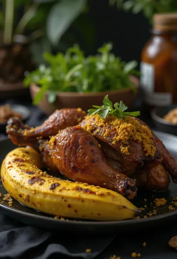 Betutu anka serverad med ris och ångade grönsaker