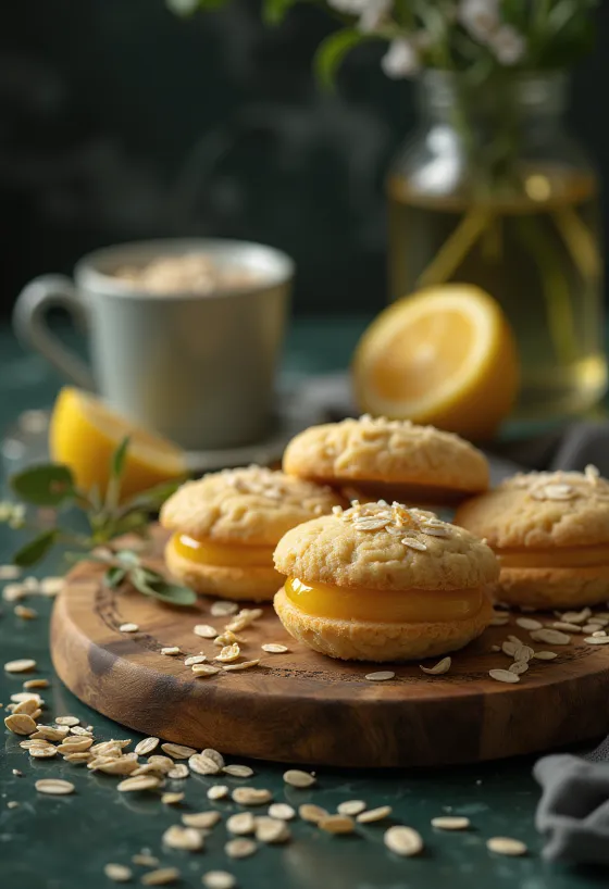 Citron- och havrelinzer serverad