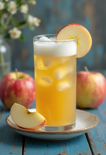 Färskpressad äppeljuice serverad i glas