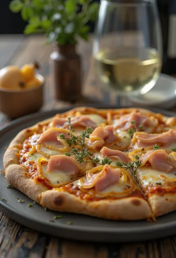 Pizza alla Messinese med tonfisk och lök
