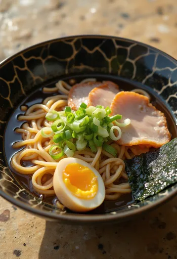 Asahikawa ramen med fisk- och fläskbuljong, chashu-kött och ägg