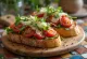 Bruschetta med ruccola och parmesan, serverad färsk