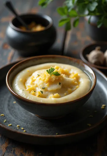 Chawanmushi med vitlök, serverad med räkor och salladslök