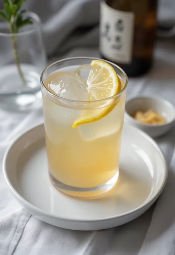 Japansk sake-cider serverad i glas