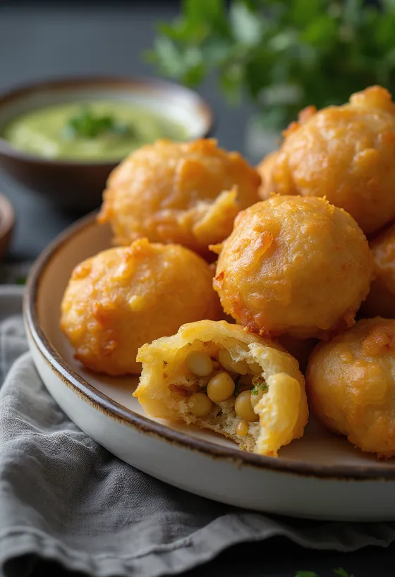 Kachori med kikärtor, indisk rätt i krispig deg med kikärtsfyllning