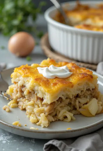 Savojkålsgratäng varvad med saftig köttfärs och mjukt ris