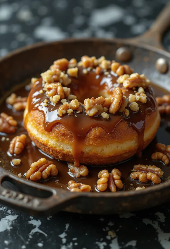 Munkar med karamelliserade valnötter serverade