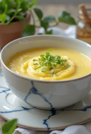 Chawanmushi serverad med limezest, sesamfrön och färsk salladslök