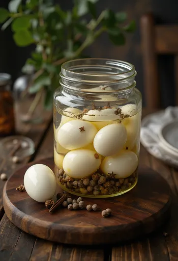 Inlagda ägg i en glasburk