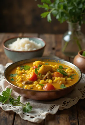 Stark Sambar serverad med färsk koriander