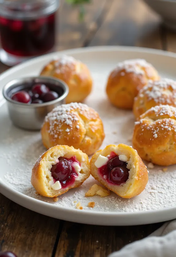Æbleskiver med tranbärsfyllning, fetaost och en nypa vanilj