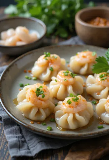 Vietnamesiska bánh bột lọc serverade med genomskinlig deg