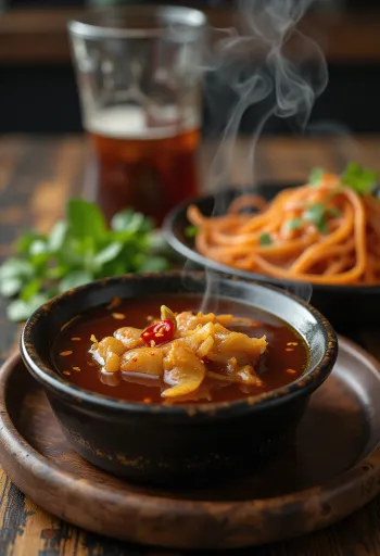 Karamelliserad fisksås serverad till stekt fisk