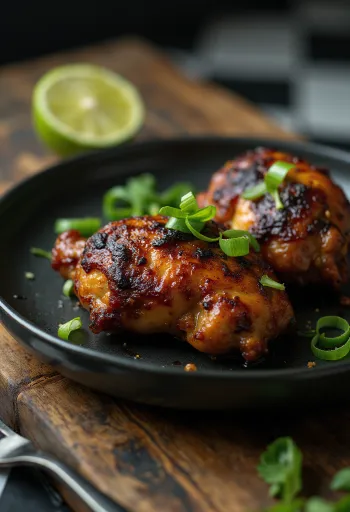 Jerk-kyckling serverad med lime och sallad