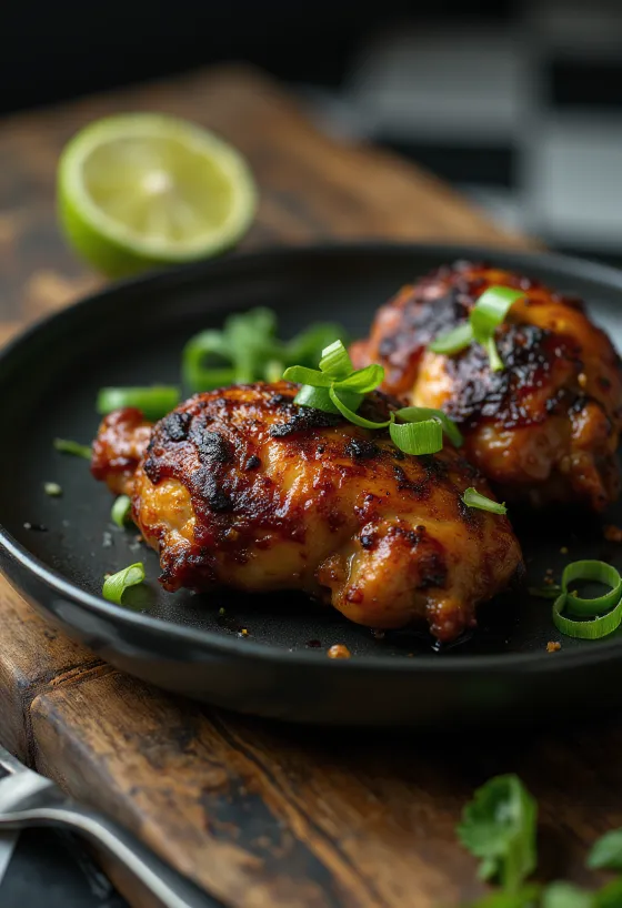 Jerk-kyckling serverad med lime och sallad