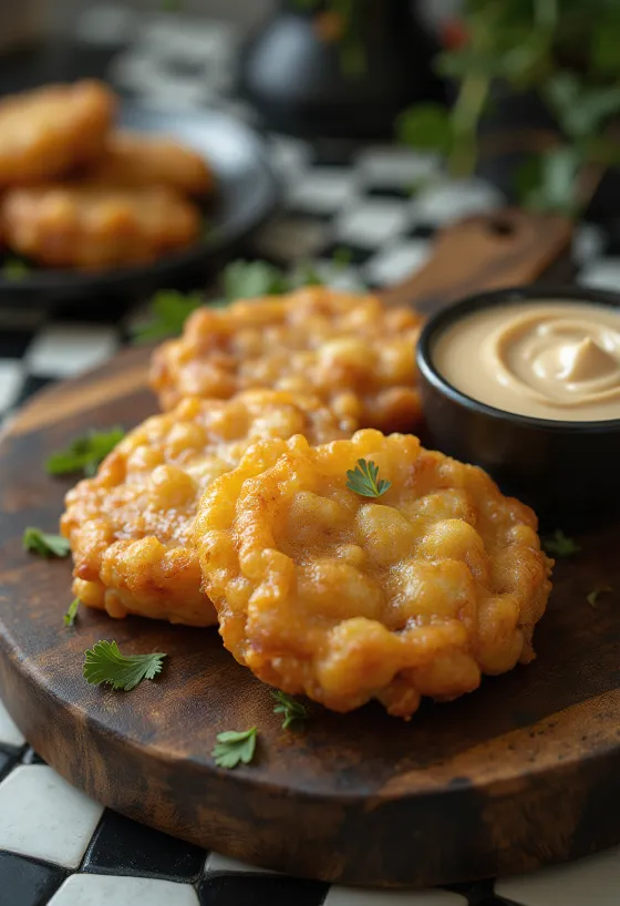 Krispiga friterade tapiokabullar med jordnötter