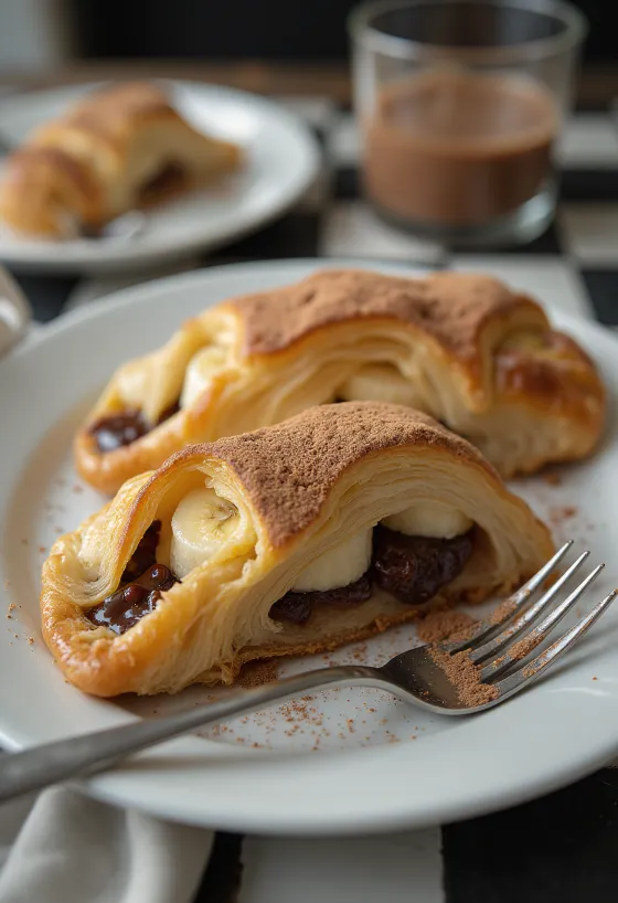 Banan- och chokladstrudel på fat