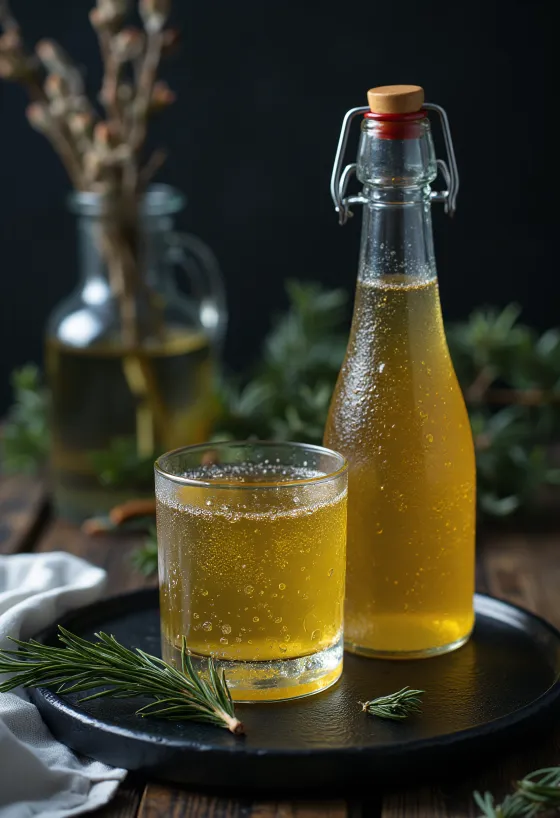 Skandinavisk granskottscider serverad i glas