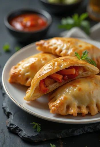 Empanadas med rostad paprika fyllda med röd paprika
