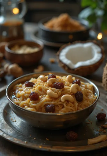 Ada Pradhaman, serverad med kokosmjölk och rosenvatten