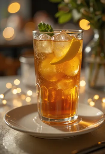 Long Island Iced Tea-cocktail dekorerad med citronskiva