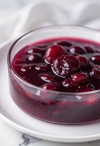 Rödvin- och plommonsås serverad