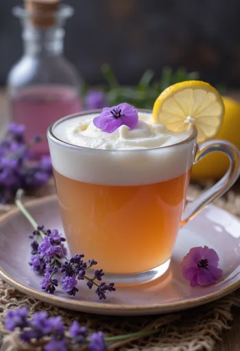 Lavendelcider serverad i glas