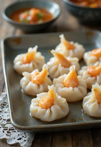Vietnamesiska räkdumplings med genomskinlig deg