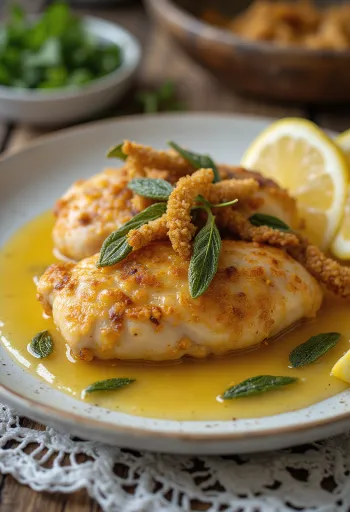 Salviakyckling med krispigt skinn serverad med färska örter