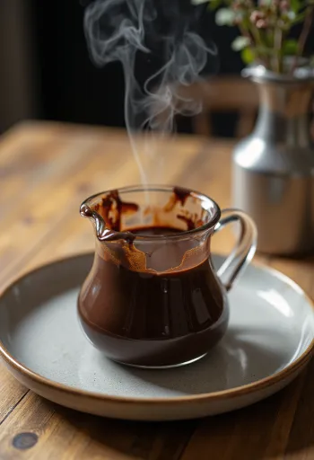 Kryddig chokladsås serverad till kakor