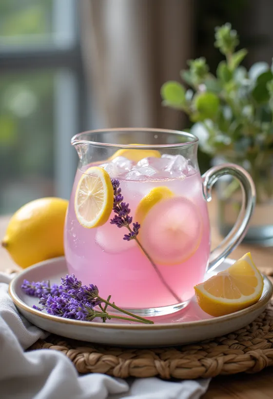 Lavendellemonad serverad i glas