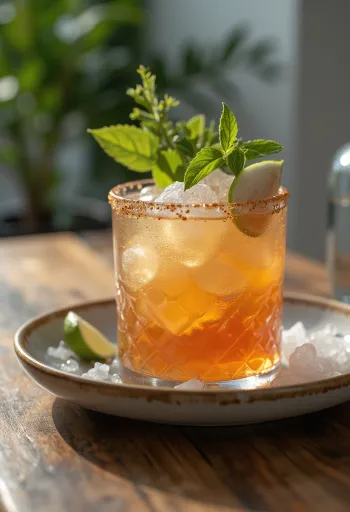 Mai Tai-cocktail dekorerad med myntablad och limeskiva
