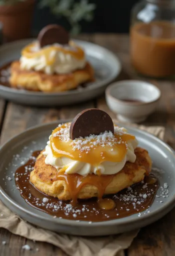 Cornetto Salted Caramel-glass i krispig strut, serverad med karamell och mandelbitar