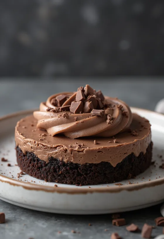Chokladmoussetårta serverad