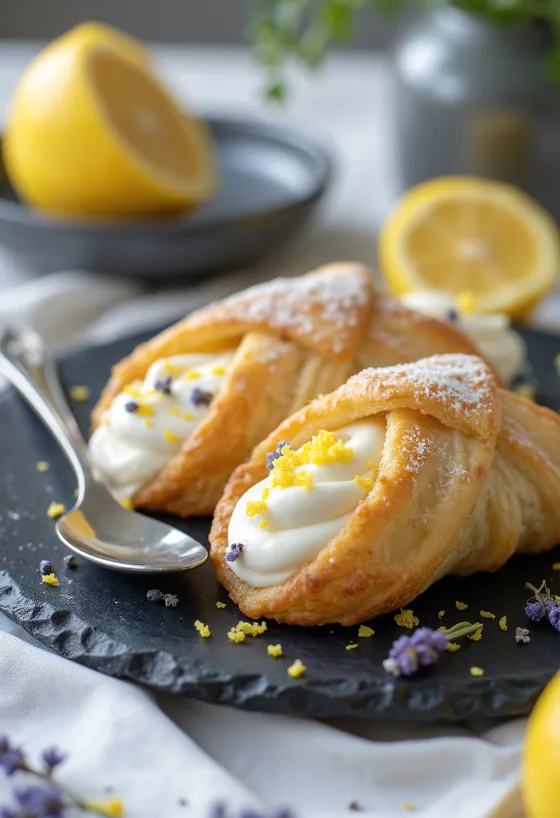 Cannoli med lavendel och citron serverade
