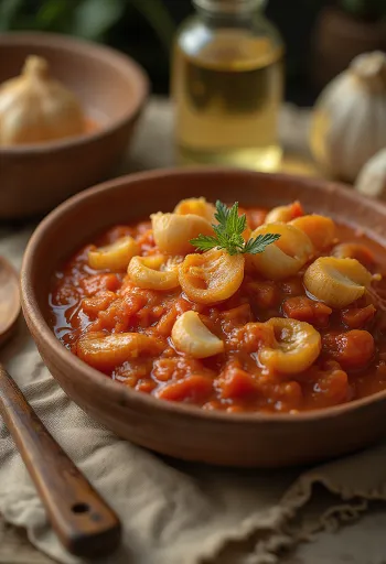 Mustig matbucha med rostad vitlök och persilja