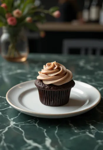 Nybakade gräddiga chokladcupcakes