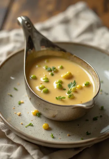 Smörsås med grönpeppar och dijon serverad