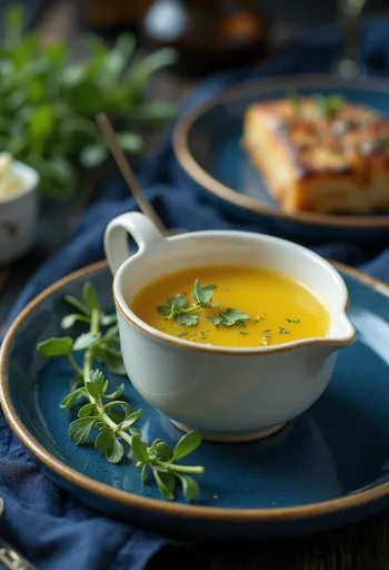 Smörsås med dragon och honung serverad