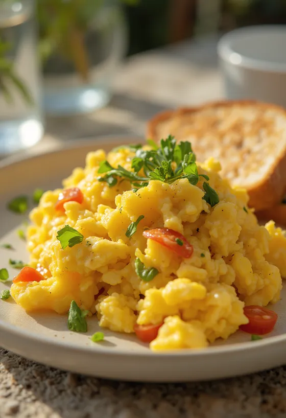 Tofuäggröra med gurkmeja och färska grönsaker