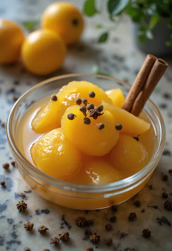 Kvittenkompott smaksatt med kanel och kryddnejlika