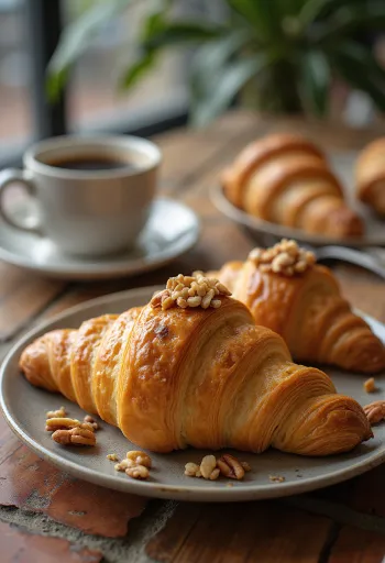 Croissant med paranötter serverad